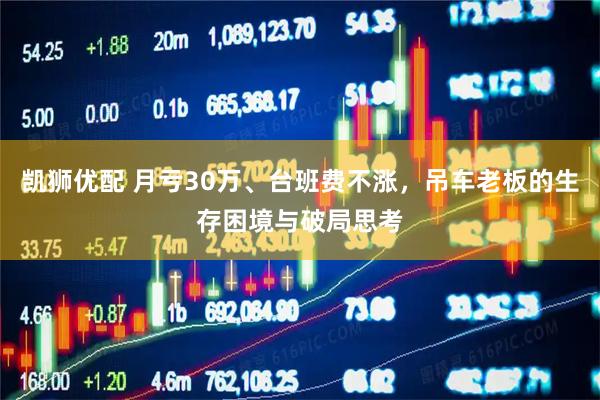 凯狮优配 月亏30万、台班费不涨，吊车老板的生存困境与破局思考